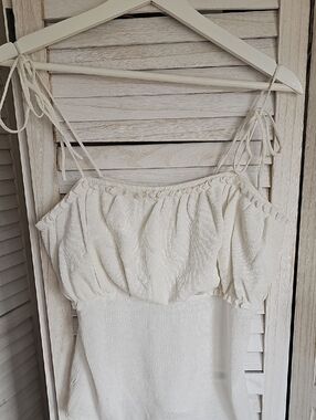 wild fable Cream Textured Tie-Strap Tank Top